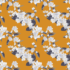 vector seamless pattern with flowers , floral background, hand drawn illustration