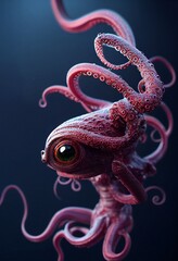 Fototapeta premium alien octopus on a black background, digital painting, concept illustration