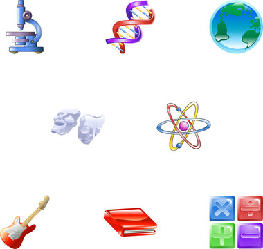 Glossy category education web icons
