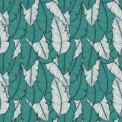Seamless colored natural pattern of leaves or feathers
