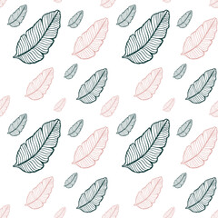 Seamless colored natural pattern of leaves or feathers
