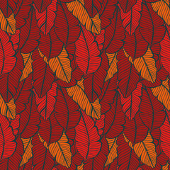 Seamless colored natural pattern of leaves or feathers
