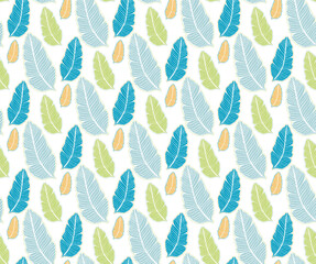 Seamless colored natural pattern of leaves or feathers
