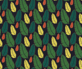Seamless colored natural pattern of leaves or feathers
