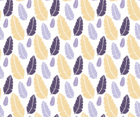 Seamless colored natural pattern of leaves or feathers
