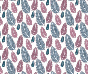 Seamless colored natural pattern of leaves or feathers
