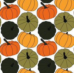Seamless colorful pattern with halloween pumpkins
