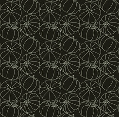 Seamless monochrome pattern with halloween pumpkins

