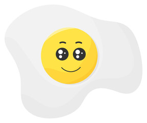 Sticker funny egg with kawaii emotions. Kawaii faces on scrambled eggs. Illustration without background