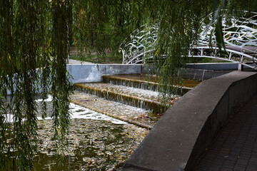 Bridge across an artificial stream in the park