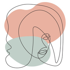 Fashion female line art minimalistic style.