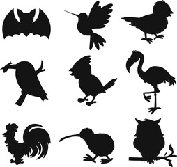  Collections of Various type birds vehicles flat isolated vector Silhouettes