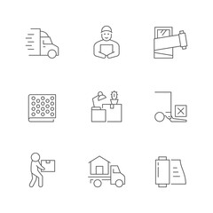 Set line icons of moving service