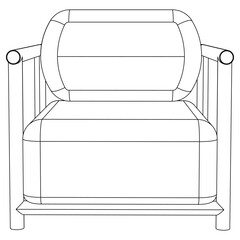 Home armchair vector outline icon. Vector illustration comfortable chair on white background. Isolated illustration outline icon home armchair.