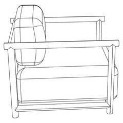 Home armchair vector outline icon. Vector illustration comfortable chair on white background. Isolated illustration outline icon home armchair.