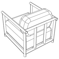 Home armchair vector outline icon. Vector illustration comfortable chair on white background. Isolated illustration outline icon home armchair.