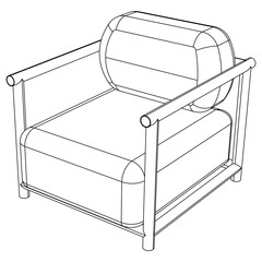 Home armchair vector outline icon. Vector illustration comfortable chair on white background. Isolated illustration outline icon home armchair.