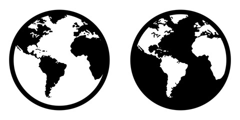 World icons set. World planet earth icon collection. Globes with world maps symbol. Globe shape line and flat style - stock vector.