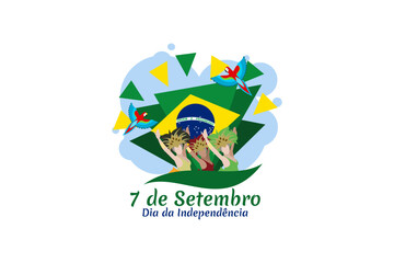 Translate: September 7, Independence Day. Independence of Brazil vector illustration. Suitable for greeting card, poster and banner.