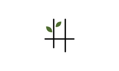 Modern logo H combine with leaf. Initial Letter H Eco nature design