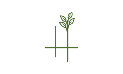 Modern logo H combine with leaf. Initial Letter H Eco nature design