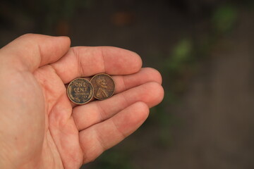 Old copper american coin one cent