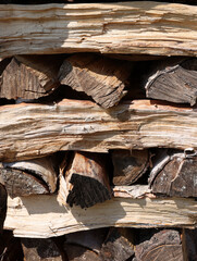  stack of firewood prepared for winter