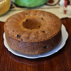 Traditional Ukrainian Easter Cake Kulich or Orthodox Christian Easter Bread.