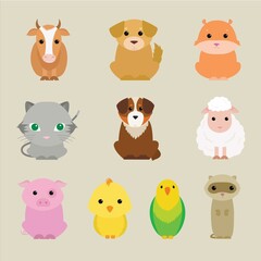 Fototapeta premium set of Farm animals