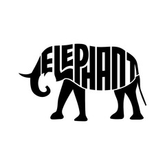 Text in the shape of elephant animal.