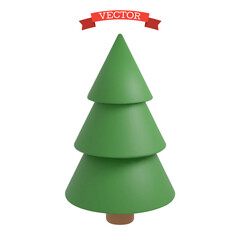 Fototapeta premium Christmas tree, New Year spruce, 3D vector illustration.