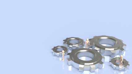 The silver gear on blue background  for technology concept 3d rendering