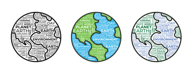Ecology earth and environment climate word cloud for earth and enviroment day concept