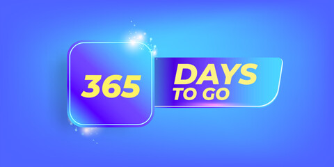 365 days to go countdown blue modern horizontal banner design template. 365 days to go sale announcement blue stylish banner, label, sticker, icon, poster and flyer.