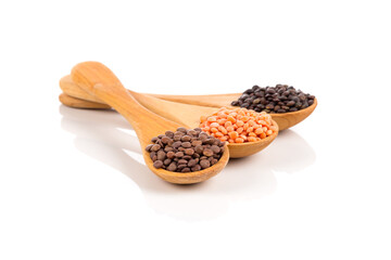 lentils in spoon isolated