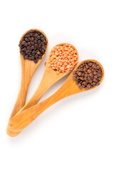 lentils in spoon isolated