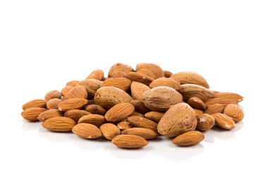 Almonds on a white background
