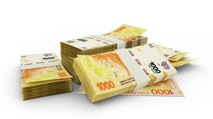 Obraz na płótnie Canvas 3D Stack of Argentine peso notes