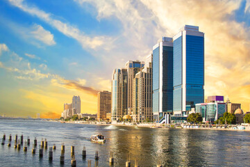 Naklejka premium Beautiful view of the Nile embankment in the center of Cairo, Egypt
