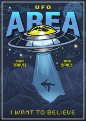UFO area colorful vintage flyer © DGIM studio