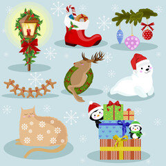 Fototapeta premium set of christmas elements