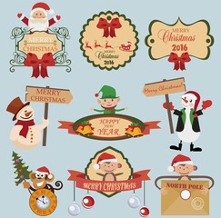 set of christmas elements