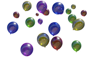 Palloncini colorati nel cielo. Illustrazione 3d
