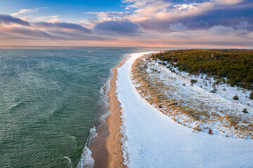 Winter at Baltic Sea. Snowy Hel peninsula.