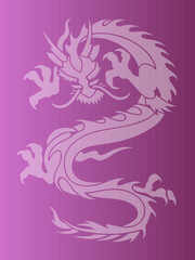 White transparent dragon-snake on the gradient violet background as symbol of house Targaryen. Bright poster or wallpaper for series House of the Dragon.