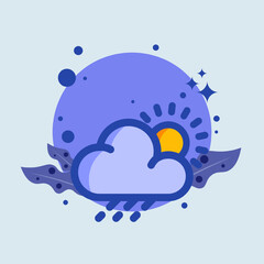 Weather flat illustration. Rainy cloud signs vector illustration.