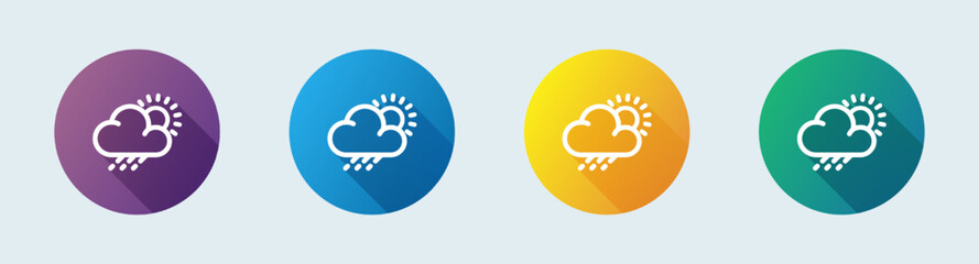 Weather line icon in flat design style. Rainy cloud signs vector illustration.