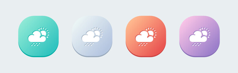 Weather solid icon in flat design style. Rainy cloud signs vector illustration.