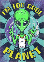 Obraz premium Cool Martian vintage colorful poster
