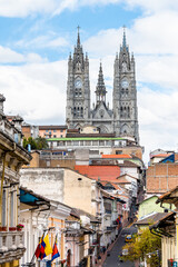 street view of quito old town, ecuador